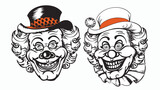 Fototapeta Dinusie - Hand drawn clown. Clown of black contour isolated o