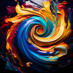 Wall Mural - A swirl of colorful paint in motion.