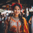 A woman in traditional clothing in a cultural festival