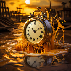 Poster - Surreal image of a clock melting like Dalis painting