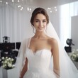 Portrait of a bride on a light background