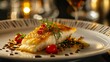 Special occasion flounder crafted with haute cuisine artistry served in a luxurious