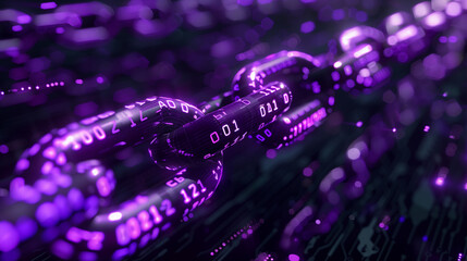 Purple Chains with Digital Code on Computer Keyboard