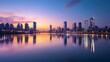 Spectacular Cityscape of Seoul's Skyline Mirrored on the Tranquil Han River at Sunset