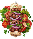 Fototapeta Las - Kebab Clipart Isolated on White Background
