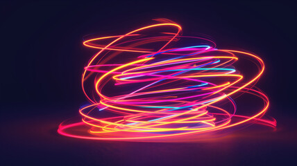 Wall Mural - Neon futuristic flashes on black background. Motion light lines backdrop. For banner, postcard, illustration. Created with generative AI tools
