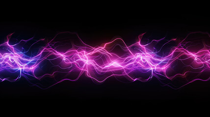 Wall Mural - Neon futuristic flashes on black background. Motion light lines backdrop. For banner, postcard, illustration. Created with generative AI tools
