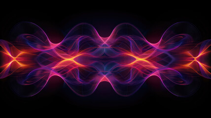 Wall Mural - Neon futuristic flashes on black background. Motion light lines backdrop. For banner, postcard, illustration. Created with generative AI tools