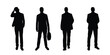 Businessman. Full body businessman silhouette on a white background. Man wearing a suit, front view. Vector illustration.