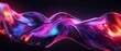 Abstract fluid 3D-rendered holographic iridescent neon curved wave in motion background on the black background. Gradient design element for banners, backgrounds, wallpapers, and covers.