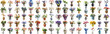 Many flower and plant in vase set of different flower and docoration style of red rose, gebera, sunflower, aloe vera, lavender, orchid and many more flowers, isolated on transparent background AIG44