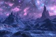 Purple colored landscape in space 