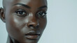 © Keitma - Close-up portrait of a black african female top model with very short white hair style