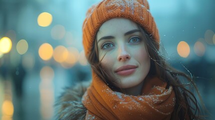 Wall Mural - portrait of a woman in the city.