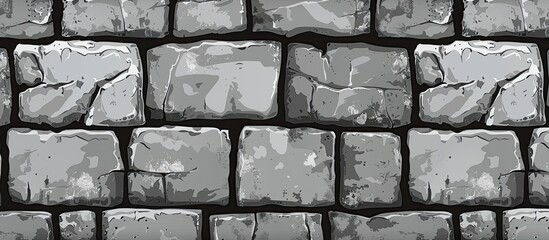 Poster - A monochrome drawing of a brick wall showcasing the rectangular pattern of the bricks. The building material is highlighted with a black and white contrast