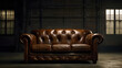 Generative KI Winchester Couch in alter Fabrikhalle