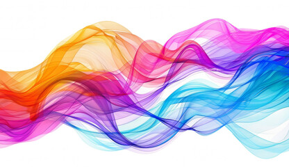 Aufkleber - Abstract background with thin smooth wave colorful lines on a white background