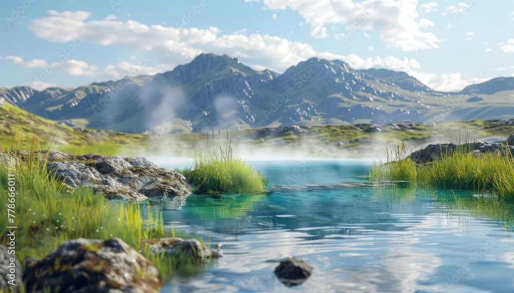 Volcano Hot Spring Volcanic Hot Springs, Steam rising from geothermal pools in a volcanic ...