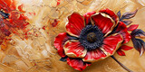 Fototapeta Mapy - Red anemone  oil painting. Banner with beautiful spring flower.