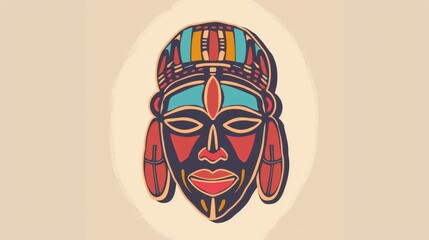 Ethnic African mask on simple background 