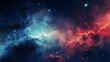 Colorful red blue nebula in space. 