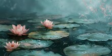 Serene Water Lilies Adorning A Monet Inspired Pond A Living Masterpiece Of Color And Light