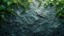 A Close Up Of A Rock Wall With Green Plants Growing On The Side Of It And A Green Plant Growing On The Side Of The Wall.