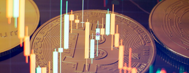 Wall Mural - Digital money movement chart with crypto