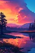 © law - a Green valley serene landscape paintings
