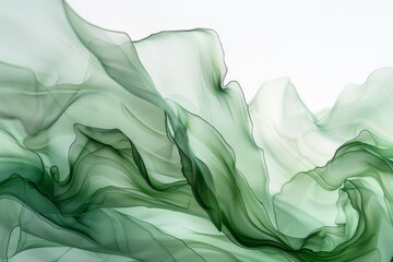 Poster - Green and White Abstract Painting on White Background