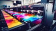 Modern printing press produces multi colored printouts accurately