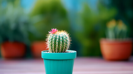 Wall Mural - Green cactus potted plant