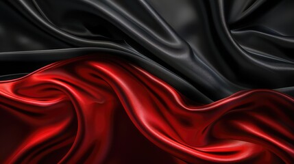 Wall Mural - Black red satin dark fabric texture luxurious shiny that is abstract silk cloth background with patterns soft waves blur beautiful.