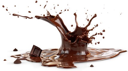 Wall Mural - Chocolate splash isolated on white background with clipping path