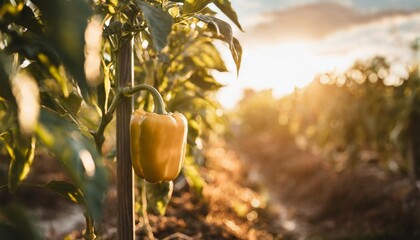 Canvas Print - bell pepper hanging on tree in garden