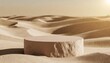 © Slainie - minimal mockup background for product presentation beige stone podium on sand beach 3d rendering illustration clipping path of each element included