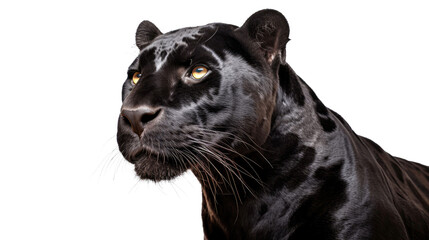 Wall Mural - Black panther, angles and view portrait side back head shot isolated on transparent background