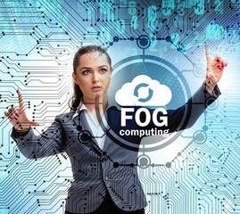 Wall Mural - Businessman in edge and fog computing concept