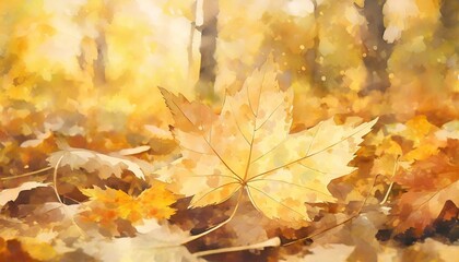 Wall Mural - abstract vintage colorful watercolor autumn fall leaves leaf maple nature wallpaper background bg ground texture art