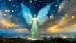angel in the sky Wallpaper texted Angel spirit in blue sky with clouds