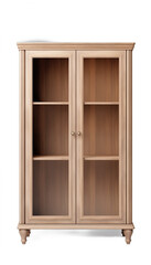 Wall Mural - 3D rendering of a wooden cabinet with glass doors and shelves