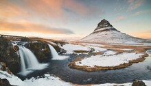 kirkjufell mountains in winter fantastic winter scenery wonderful view on kirkjufell mountain with northern light iceland incredible nature landscape of iceland famous travel destination