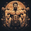illustration of strongman injecting steroids, Generative ai