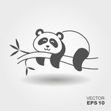 Fototapeta Big Ben - Cute panda hanging on a tree. Simple flat icon