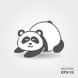 Cute panda. Simple flat icon with shadow