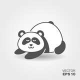Fototapeta  - Cute panda. Simple flat icon with shadow