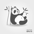 Cute panda. Simple flat icon with shadow. Vector Illustration