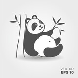 Fototapeta  - Cute panda. Simple flat icon with shadow. Vector Illustration
