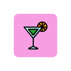 Wall Mural - Icon of cocktail. Martini, alcoholic beverage, citrus. Cocktail and celebration concept. Can be used for topics like club, bar, lounge.