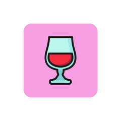 Sticker - Icon of cognac glass. Hard liquor, brandy, whiskey. Whiskey and bar concept. Can be used for topics like winery, restaurant, menu.